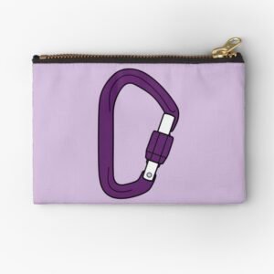 lilac and purple lesbian carabiner symbol on a zipper pouch