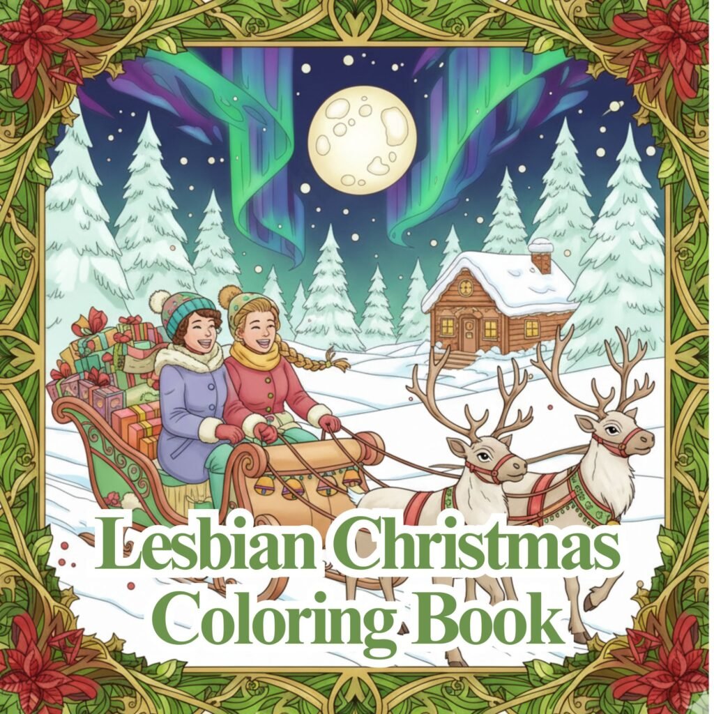 Lesbian Christmas coloring book front cover