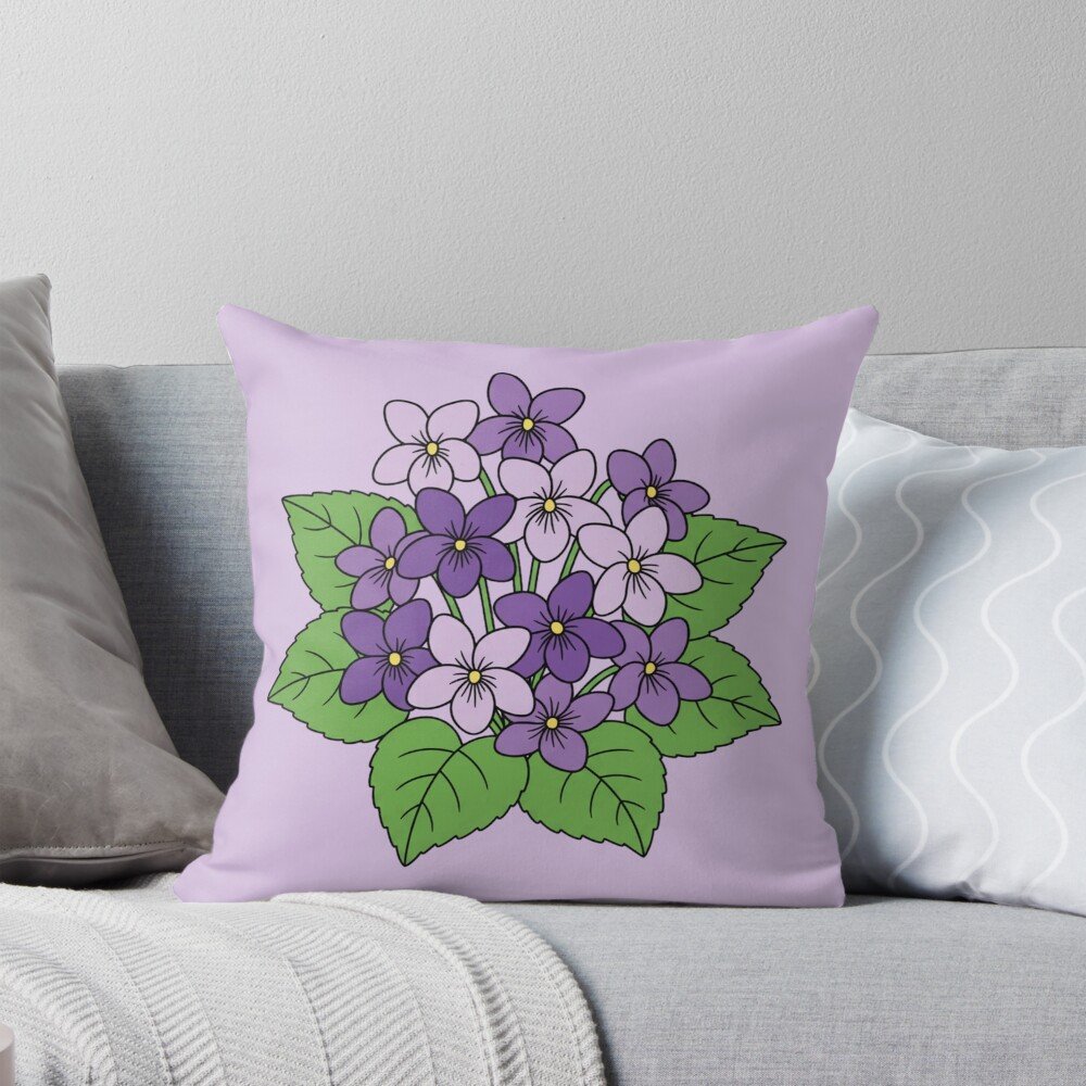 violet flowers lesbian symbol throw pillow